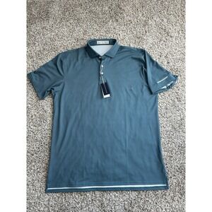 Holderness & Bourne Golf Polo Mens XL The Collins Green Blue Diamond Print READ*
